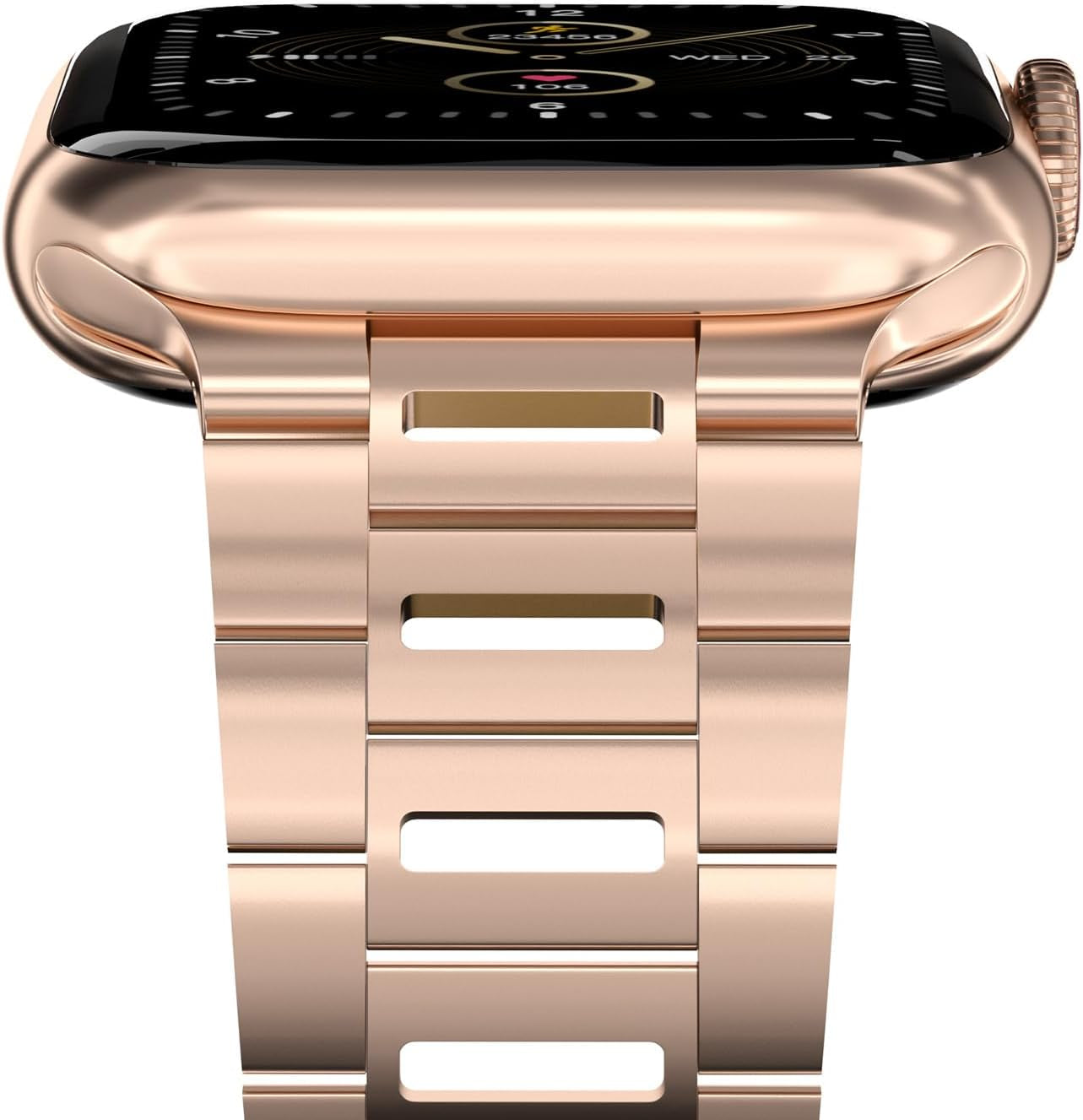 Finestone Metal Band for Apple Watch - Stainless Steel Apple Watch Band Compatible with Apple Watch 41Mm 40Mm 38Mm - Slim Hollow-Out Design Strap for Iwatch Series 9/8/7/6/5/4/3/2/1 SE Women Men Rose Gold