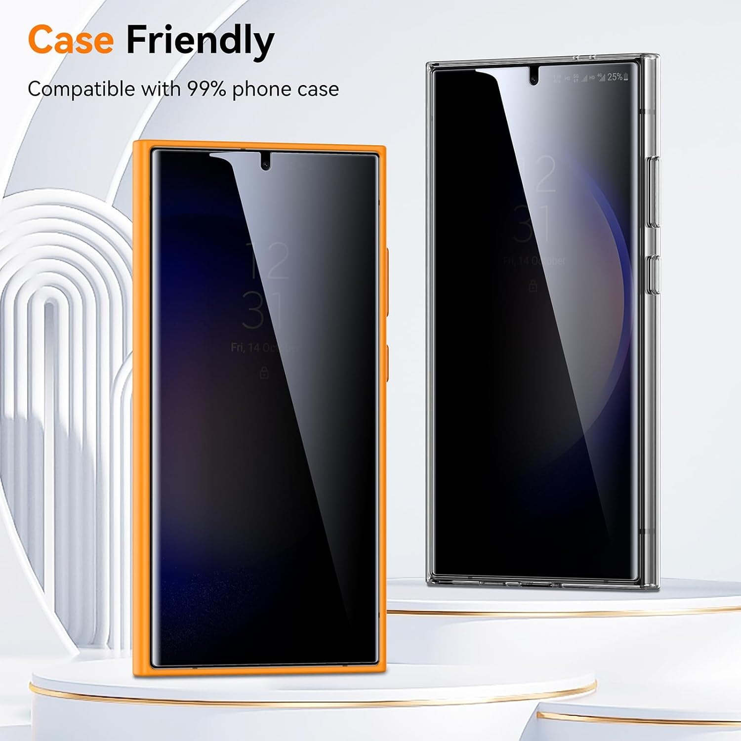 2 Pack for Samsung Galaxy S23 Ultra / S22 Ultra 6.8” Privacy Screen Protector [Non-Glass] Auto Alignment, Bubble-Free, Fingerprint ID Support, Full Coverage Anti-Spy PET Film, Case Friendly