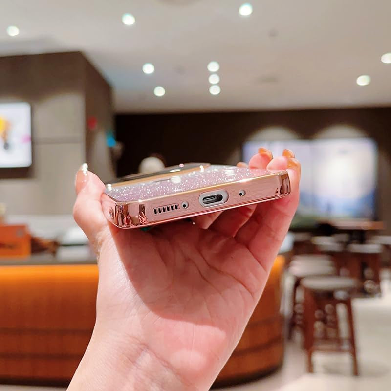 Galaxy A53 5G Case for Women Girls with Integrated Camera Lens Protector Glitter Sparkly Bling Clear Cute Plated Shockproof Protective Cover Phone Case for Samsung Galaxy A53 5G 6.5"-Pink