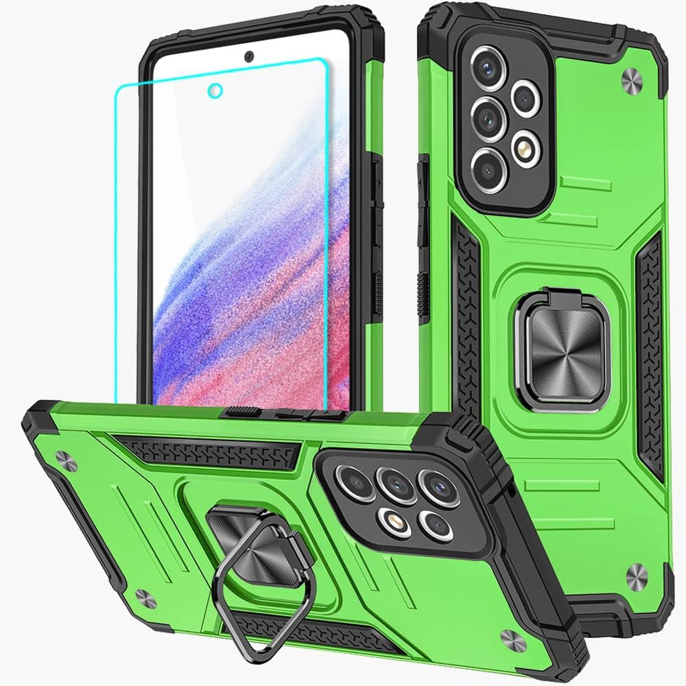 For Samsung A53 5G Case, Galaxy A53 5G Case with HD Screen Protector, 360°Military Grade Rotatable Kickstand (Heavy Duty) Shockproof Protective Fit Cases for Samsung Galaxy A53 5G (Green)