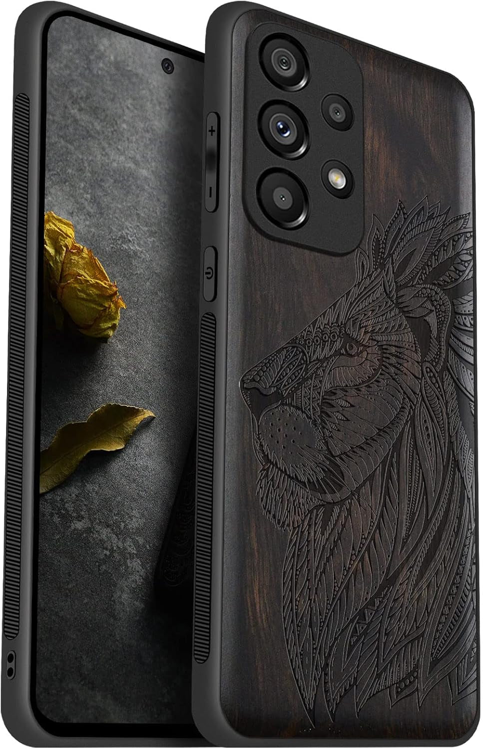Carveit Wood Case for Samsung Galaxy A53 5G Case [Natural Wood & Black Soft TPU] Shockproof Protective Cover Unique Wooden Case Compatible with Galaxy A53 5G Case (Mayan Symbols Calendar-Blackwood)