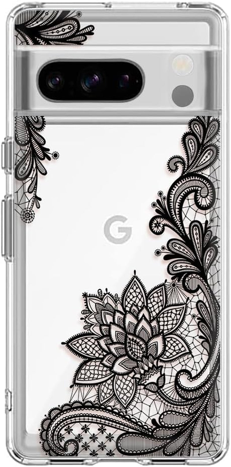 Sunflower Case Compatible with Pixel 8 Pro,Cute Floral Flower Pattern Ultra Slim Fit Cover for Women Girls,Not Yellowing Soft TPU Clear Silicone Shockproof Protective Case for Pixel 8 Pro  Yivenbarity Lace Flower For Google Pixel 8 Pro 