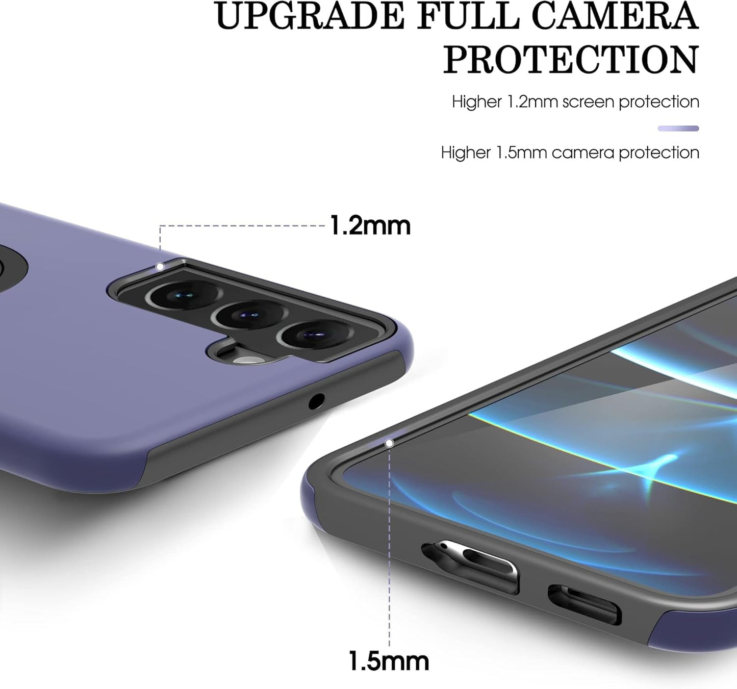 Gritup Galaxy S22 Case, Samsung Galaxy S22 Case with HD Screen Protector, [Military Grade] Shockproof Protection Case with 360° Magnetic Ring Holder Kickstand Phone Case for Samsung S22, Blue