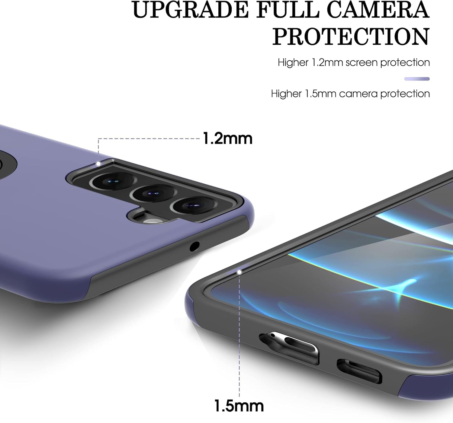 Gritup Galaxy S22 Case, Samsung Galaxy S22 Case with HD Screen Protector, [Military Grade] Shockproof Protection Case with 360° Magnetic Ring Holder Kickstand Phone Case for Samsung S22, Blue