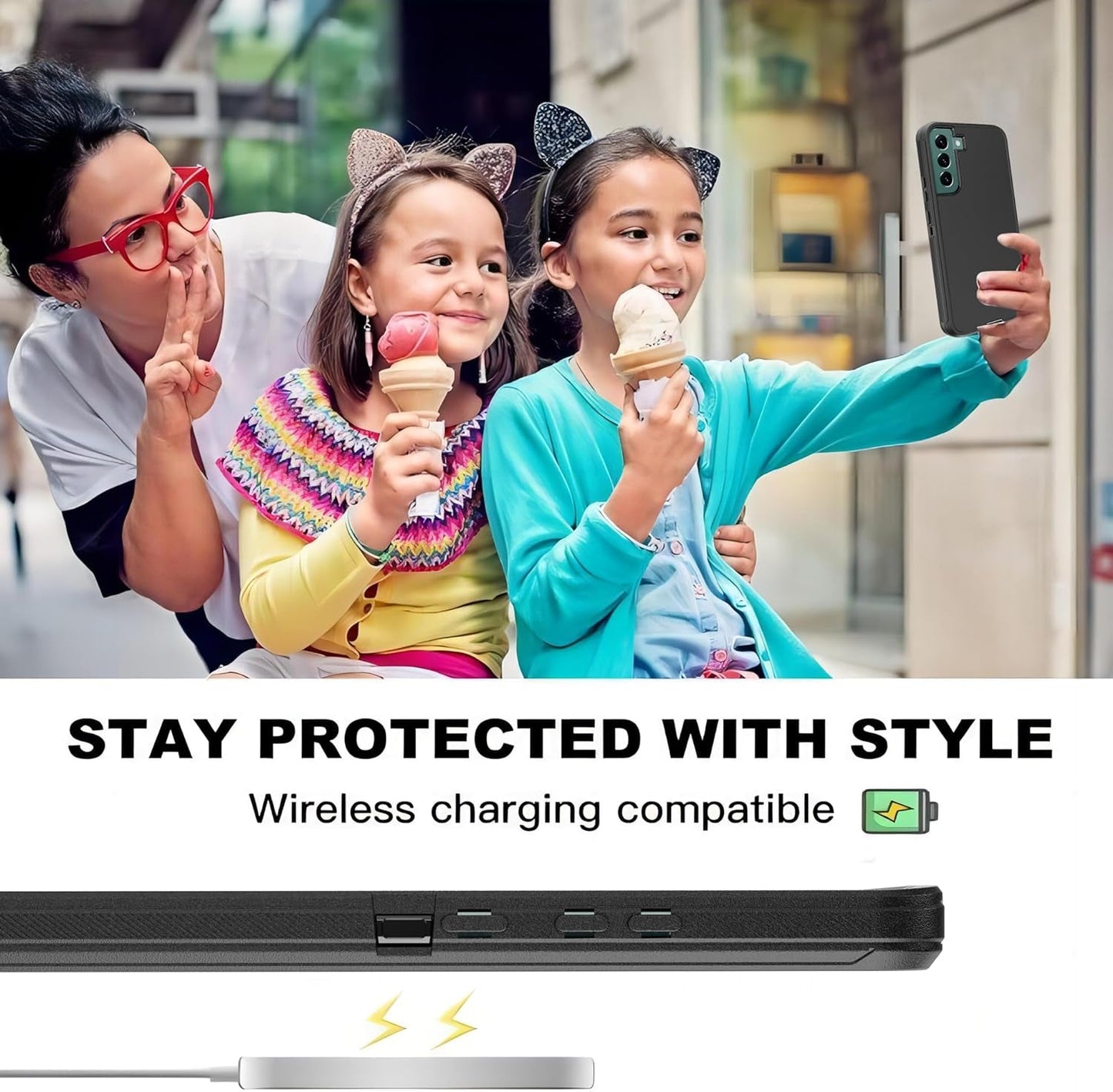 For Galaxy S22 plus Case with Soft TPU Film Screen Protector[2 Pack],3 in 1 Shockproof TPU Hard PC Bumper Drop-Proof Shell for Samsung Galaxy S22+Plus Black