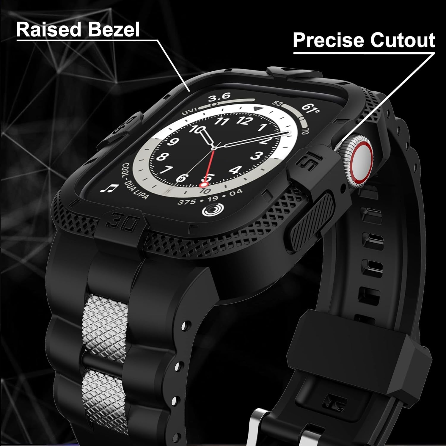 GELISHI Compatible with Apple Watch Band 45Mm 44Mm 42Mm 41Mm 40Mm 38Mm, Men Sport Bands Rugged Case for Watch Series 9 8 7/Series 6 SE 5 4 3