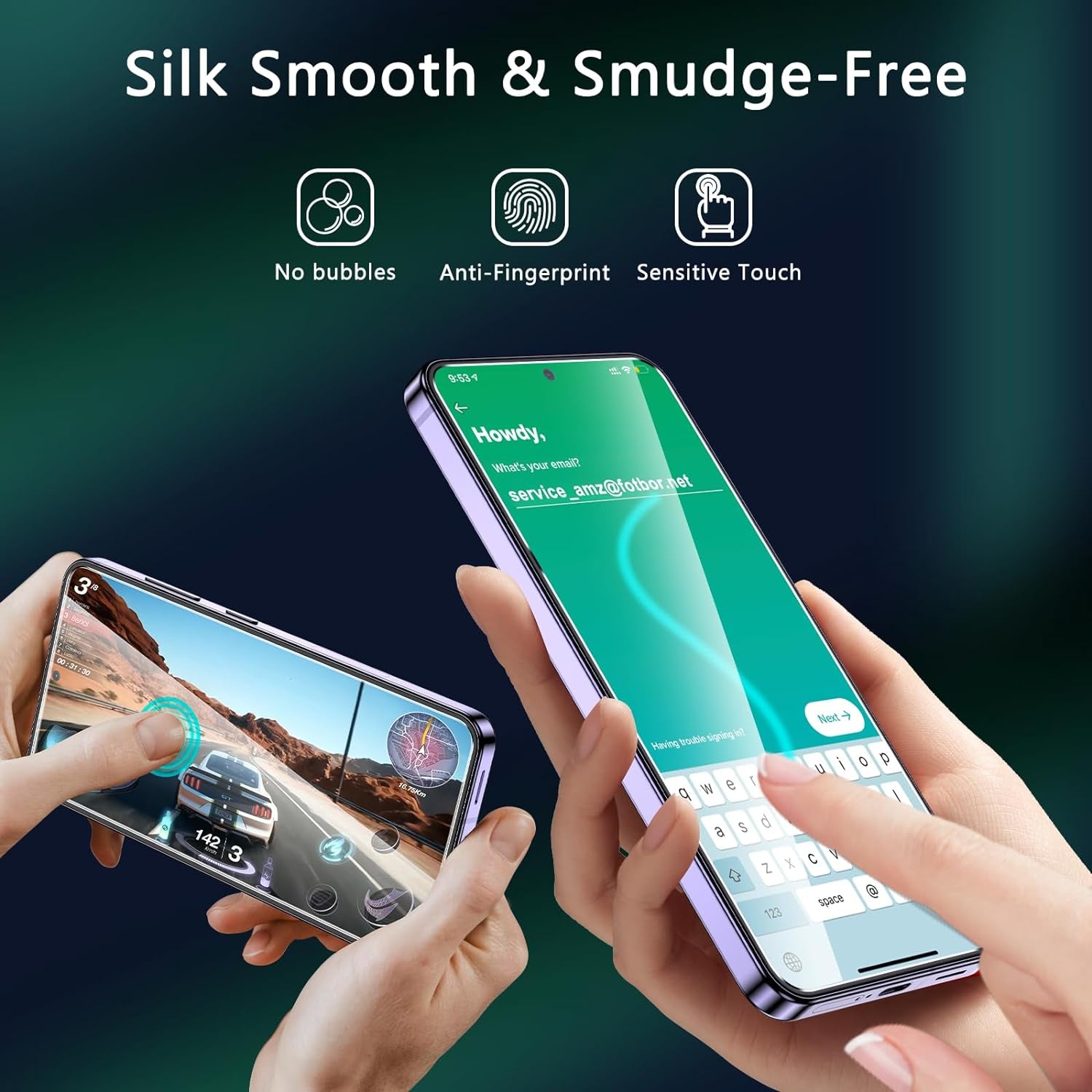 Fotbor [2+3 Pack for Samsung Galaxy S24 plus Screen Protector and Camera Lens Protector, [Dust-Free] Easy Installation, Fingerprint Unlocking Support, 6.7 Inch Tempered Glass, Case Friendly HD Clear