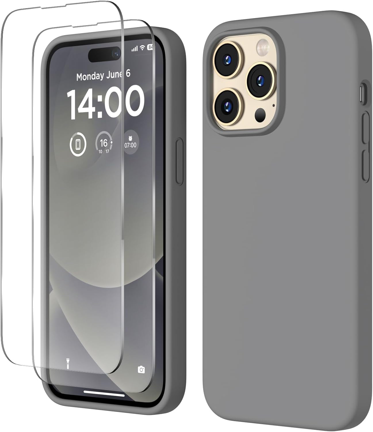 COFFKER Designed for Iphone 14 Pro Max Case, Liquid Silicone Case [2X Screen Protectors], Shockproof Slim Thin Protective Phone Case with Soft Anti-Scratch Microfiber Lining, 6.7 Inch, Calke Green  COFFKER   