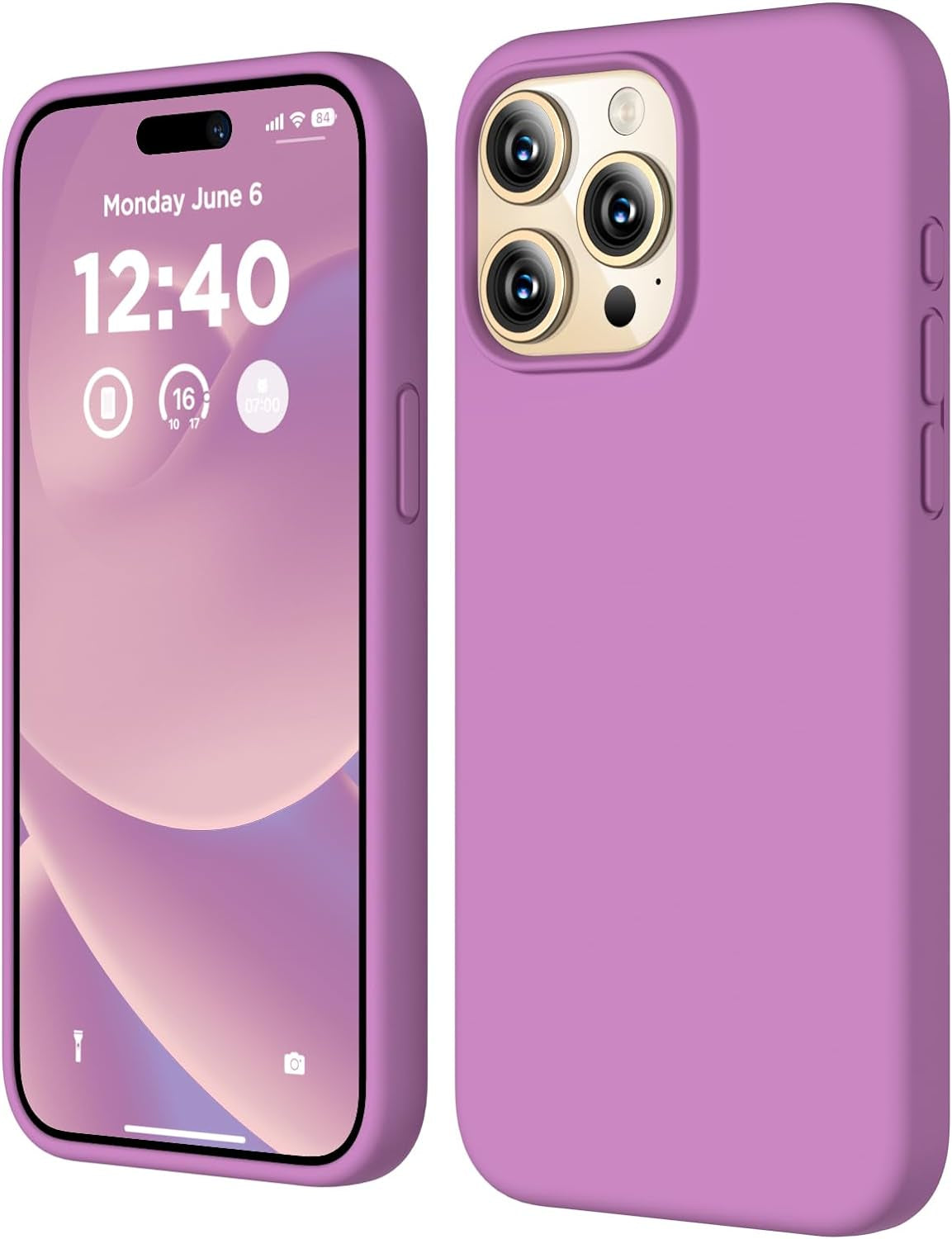 COFFKER Compatible with Iphone 15 Pro Case, Liquid Silicone Case, Full Body Shockproof Protective Cover Slim Thin Phone Case with Soft Anti-Scratch Microfiber Lining, 6.1 Inch-Orange  COFFKER Lilac Purple  
