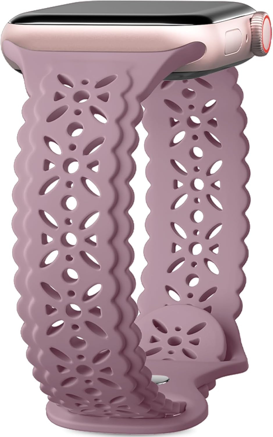 Getino Lace Silicone Band Compatible with Apple Watch Bands for Women 40Mm 41Mm 38Mm 44Mm 45Mm 42Mm 49Mm, Breathable Hollow-Out Sport Strap Slim Thin Bands for Iwatch SE Series 9 8 7 6 5 4 3 2 1 Ultra