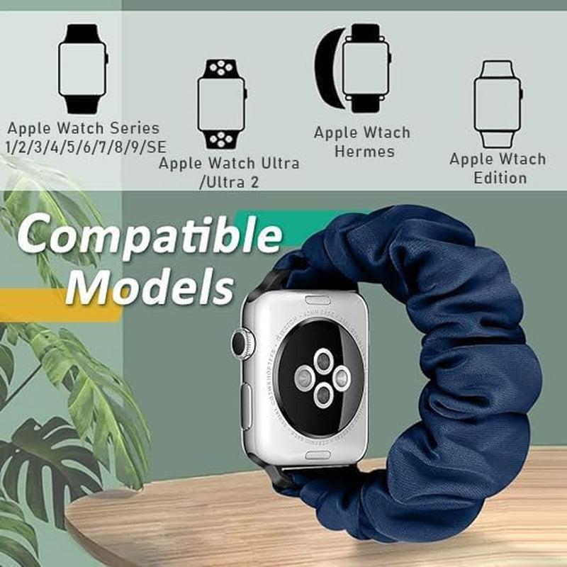 10 Packs Compatible with Apple Watch Bands Scrunchies 38Mm 40Mm 41Mm 42Mm 44Mm 45Mm 49Mm Women Girls Cute Pattern Fabric Wristbands Straps Band for Iwatch Ultra/Ultra 2 Series 9/8/7/6/5/4/3/2/1/SE