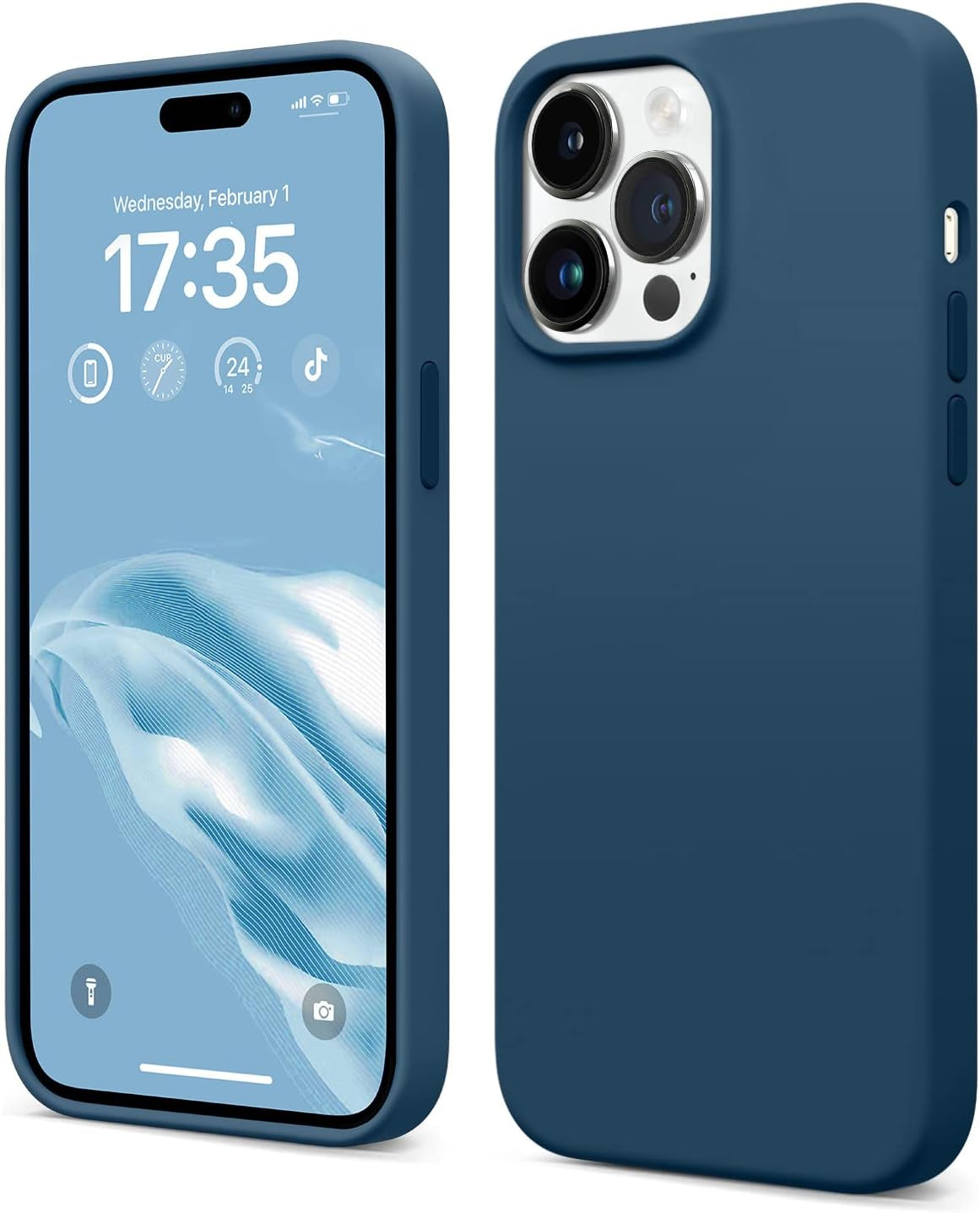 AOTESIER Compatible with Iphone 14 Pro Case, [Upgraded Liquid Silicone] [Soft Anti-Scratch Microfiber Lining] Shockproof Full Body Protective Phone Case for Iphone 14 Pro,6.1 Inch - Azure Blue  AOTESIER Storm Blue  