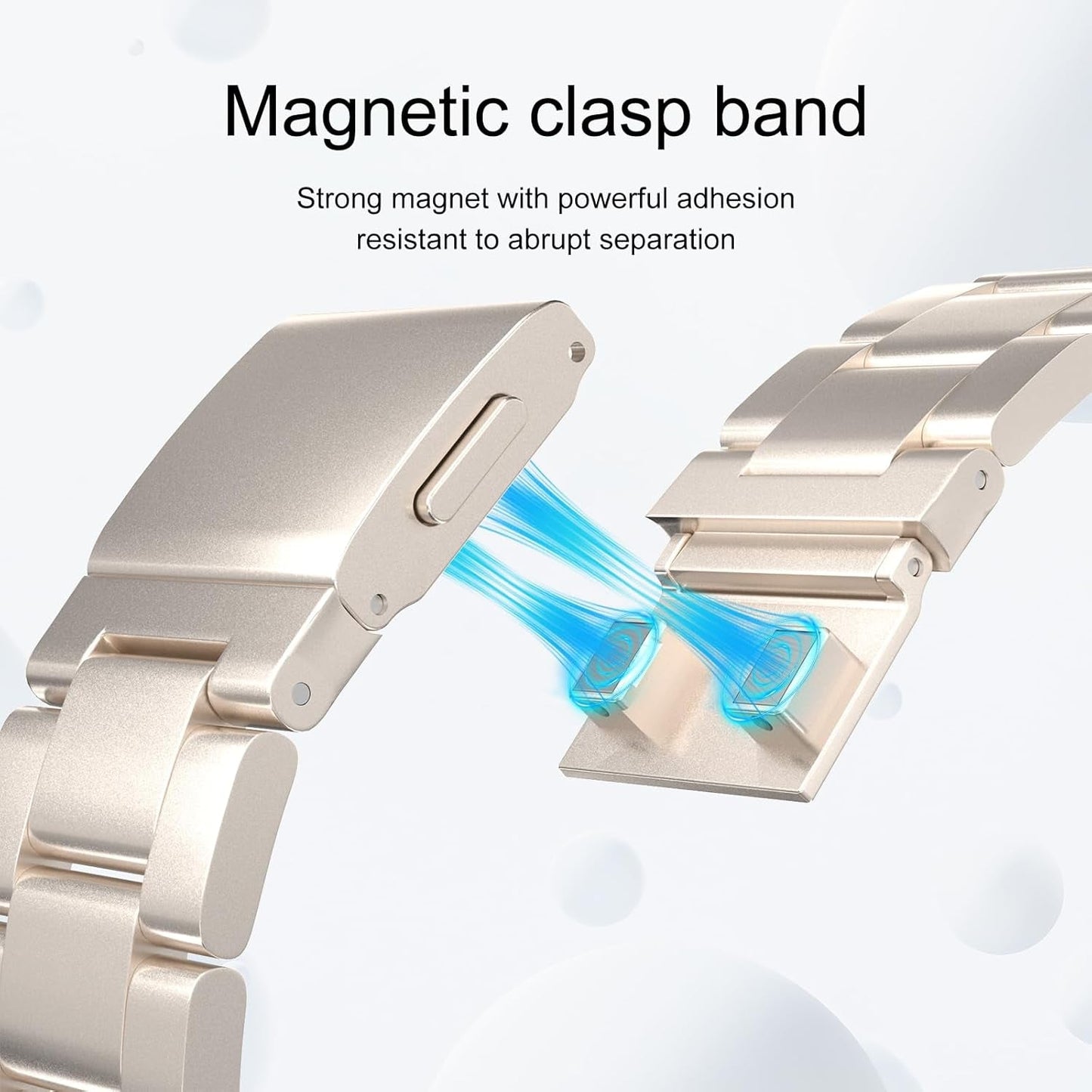 Finestone Metal Band for Apple Watch - No Tool Needed Apple Watch Stainless Steel Band Compatible with Apple Watch 41Mm 40Mm 38Mm - Magnetic Clasp Strap for Iwatch Series 9/8/7/6/5/4/3/2/1 SE Starlight