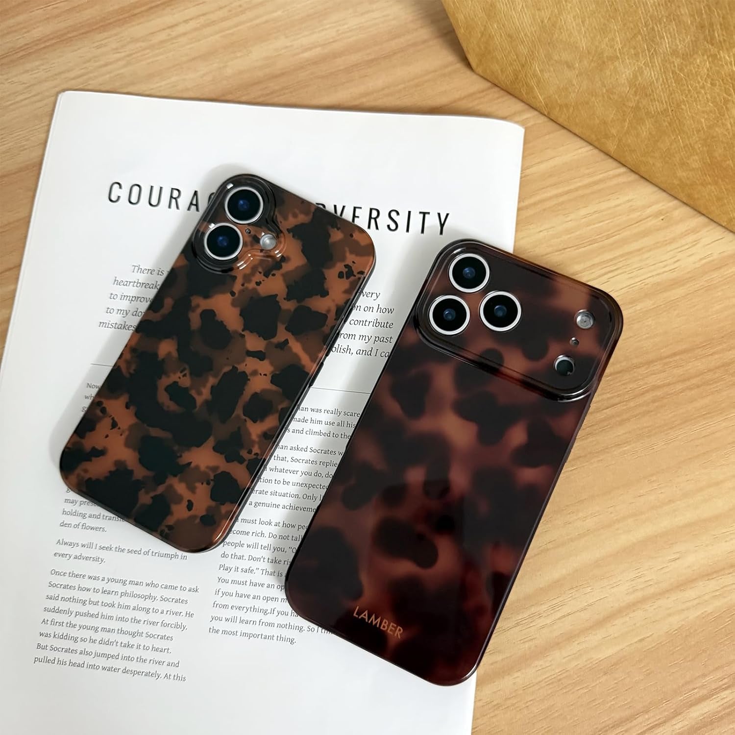 Cute Phone Case for Iphone 17 Pro Case Tortoise Shell Pattern Leopard Full Camera Protective Slim Shockproof Cool Trendy Aesthetic-Brown Amber