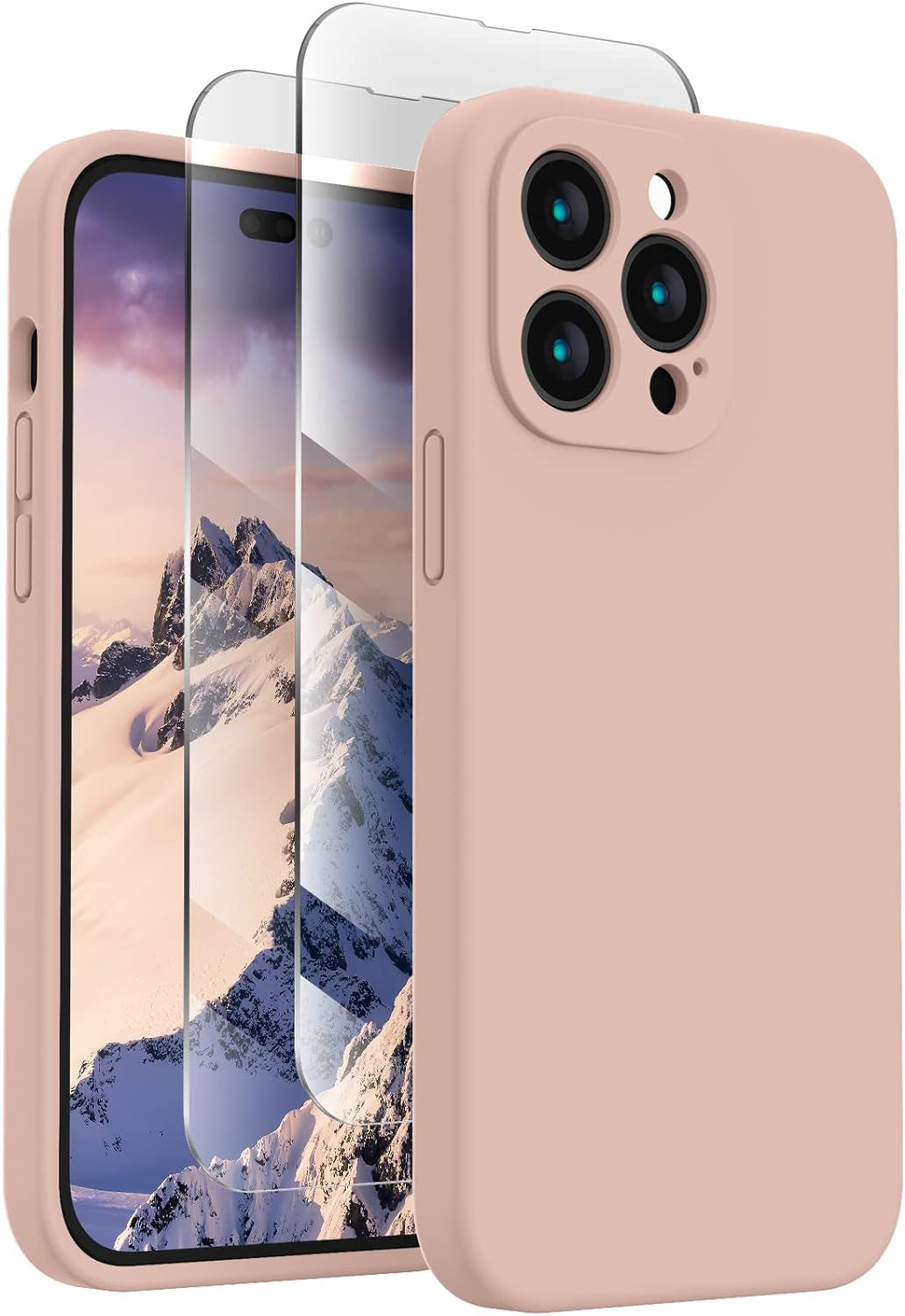 Firenova for Iphone 14 Pro Case, Silicone Upgraded [Camera Protection] Phone Case with [2 Screen Protectors], Soft Anti-Scratch Microfiber Lining Inside, 6.1 Inch,Chalk Pink  FireNova   
