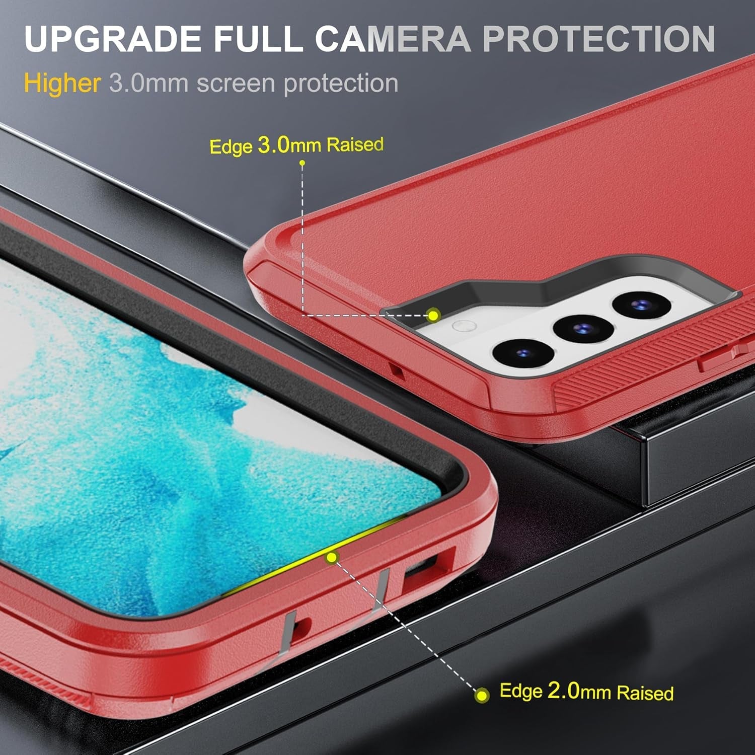 AYMECL for S22+ Case,Galaxy S22+ Case,Samsung S22+ Case [Military Grade] 3 in 1 Full Body Shockproof Dust/Drop Proof Heavy Duty Protection Cover,For Samsung Galaxy S22 plus 6.6 Inch,Black+Red