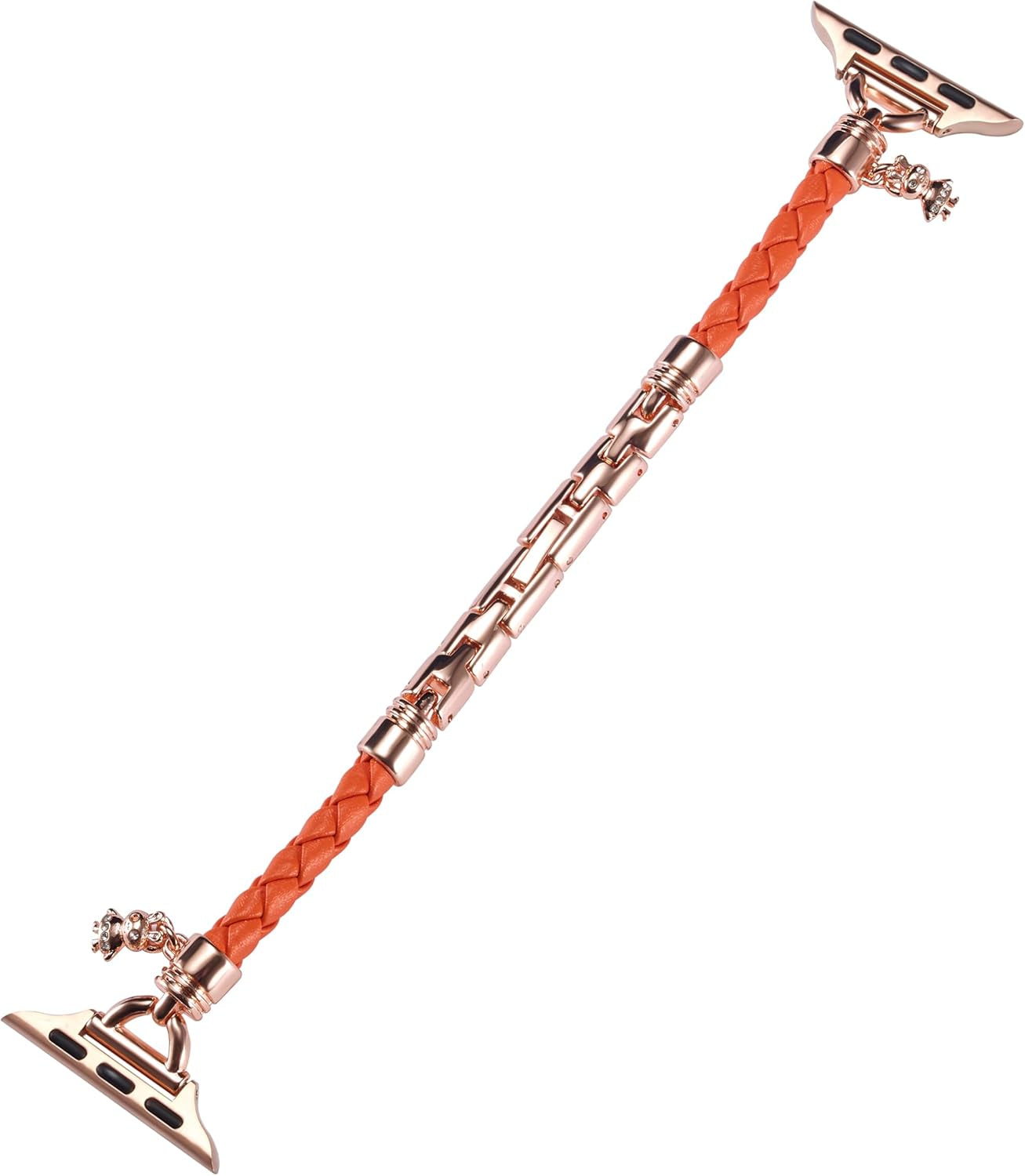 Braided Leather Band Compatible with Apple Watch 38Mm 40Mm 41Mm 42Mm 44Mm 45Mm 49Mm, Bling Crystal Pendant Strap Dressy Metal Bracelet for Iwatch Series 9 8 7 6 5 4 3 2 1 SE Ultra