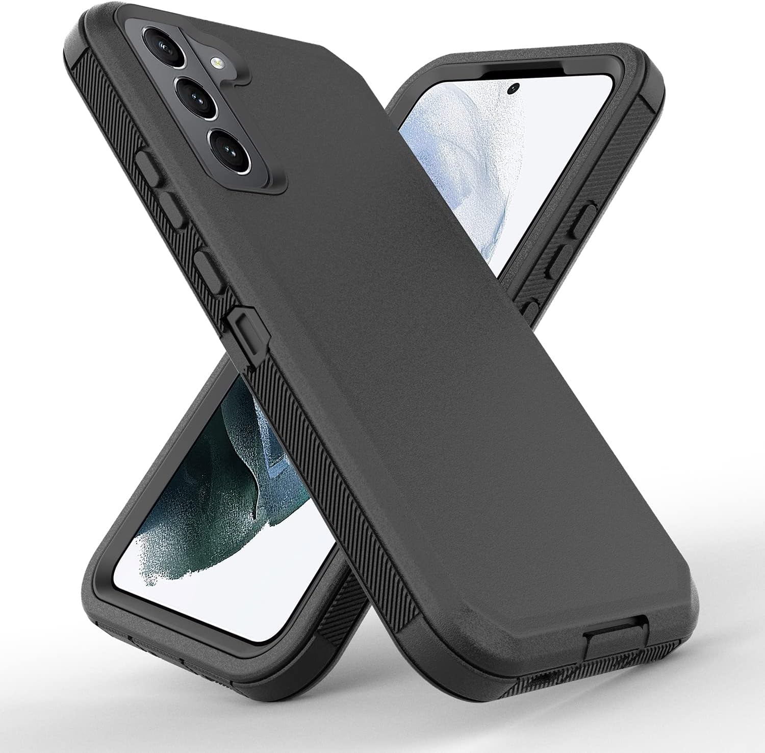 Designed for Samsung Galaxy S22 Case, Holster Protection Full Body Belt Clip Heavy Duty Case with Built in Screen Protector, Shockproof Protection Durable Cover (Black)