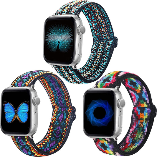 Dsytom 3 Pack Elastic Band Compatible with Apple Watch Bands 38Mm 41Mm 40Mm 42Mm 44Mm 45Mm 49Mm, Adjustable Stretchy Nylon Bands for Iwatch Series 9 Ultra 2 8/7/6/5/4/3/2/1 SE Strap for Women