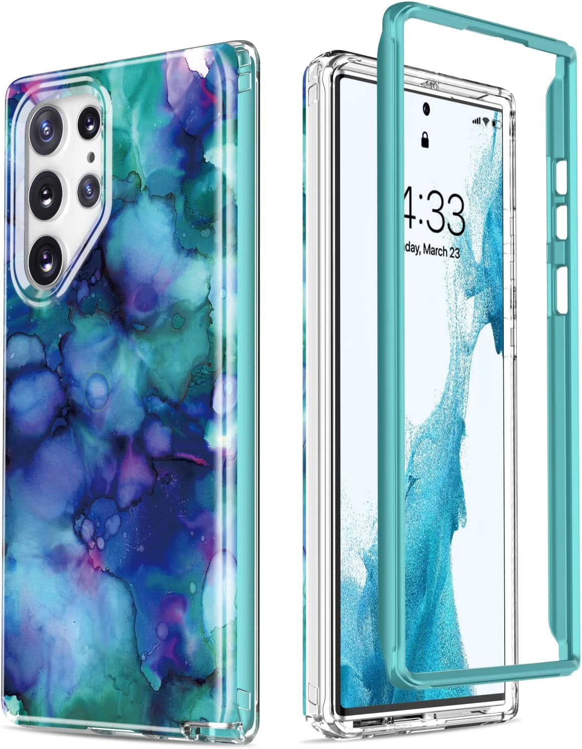 Esdot Compatible with Samsung Galaxy S22 Ultra Case,Passing 21Ft Drop Test,With Fashion Designs for Women Girls,Protective Phone Case for Galaxy S22 Ultra 6.8" Elegant Purple Marble