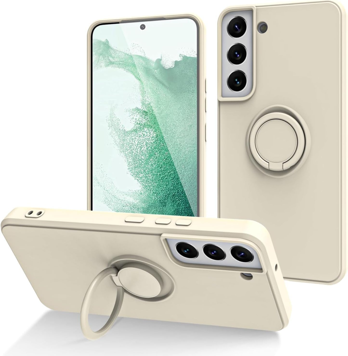 For Samsung Galaxy S22 plus Case with Magnetic Ring Holder [Premium Soft Liquid Silicone & Anti-Scratch Microfiber Liner] Slim Kickstand Protective Phone Case for Galaxy S22+ Dark Green