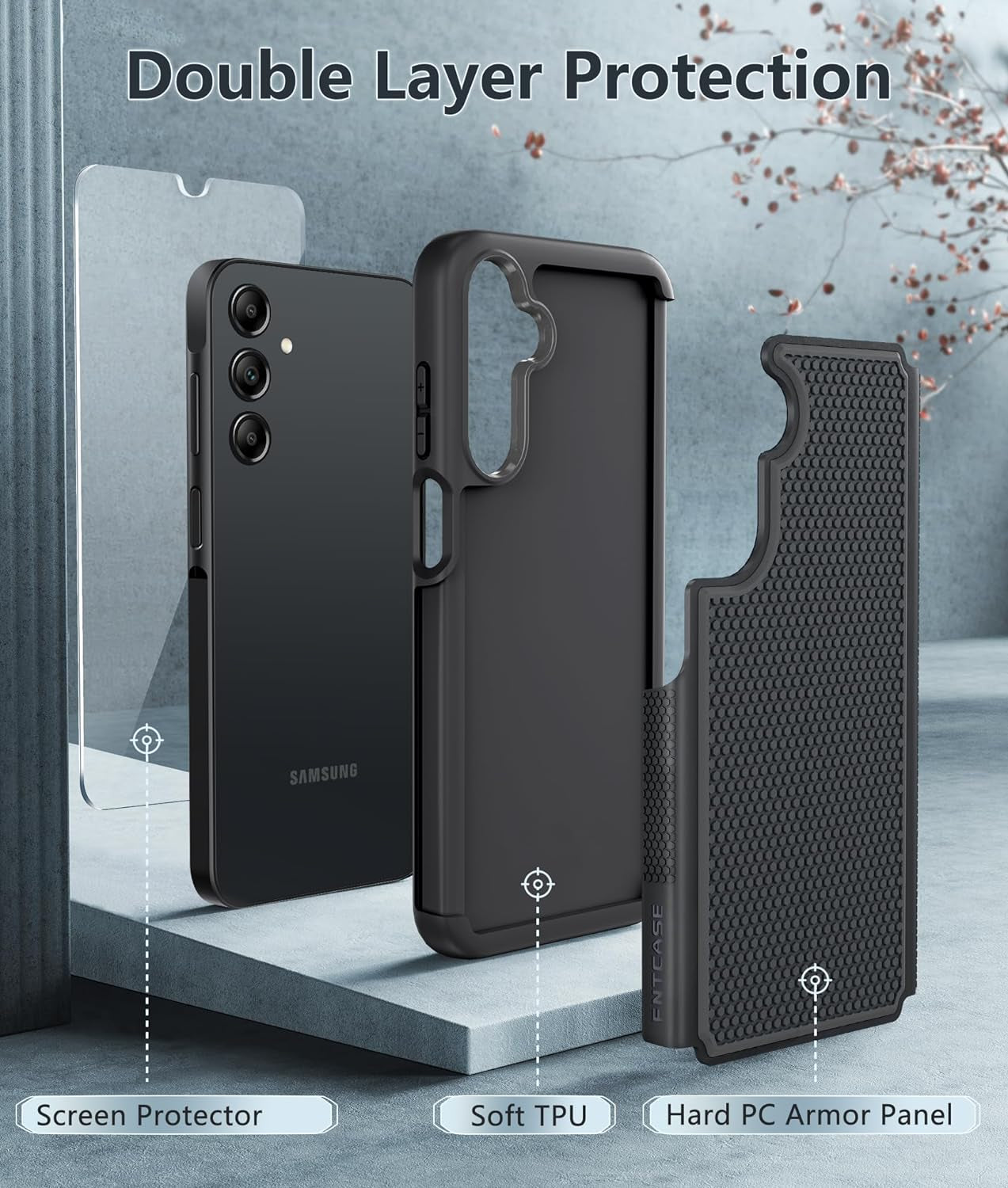 FNTCASE for Samsung Galaxy A25 Case: Galaxy A25 5G Phone Case Dual Layer Protective Phone Cover Rugged Full Body Drop Protection Shockproof Phone Case(Black)