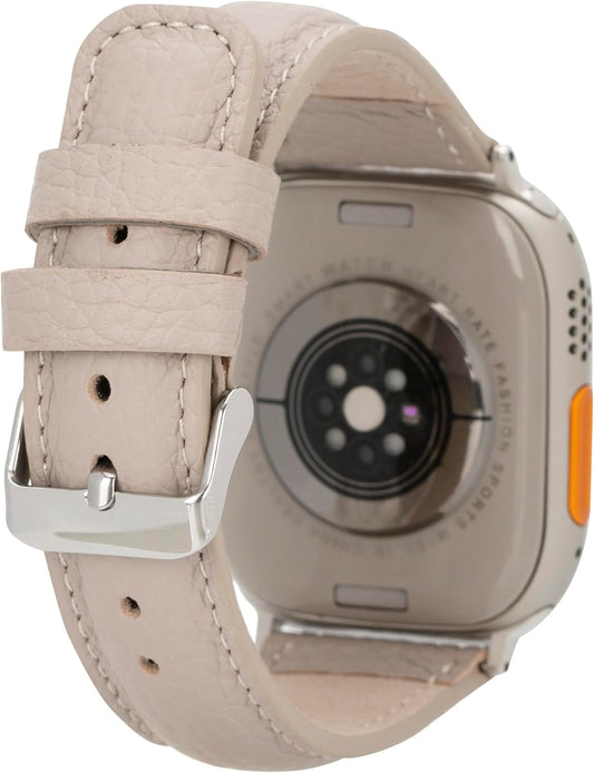 Handmade Leather Watch Band for Apple Watch Series 9 8 7 6 5 4 3 2 1 SE Ultra 2 1 Compatible with 38 40 41 42 44 45 49Mm Apple Watch Bands for Women & Men 7-9 Inches Size, Beige