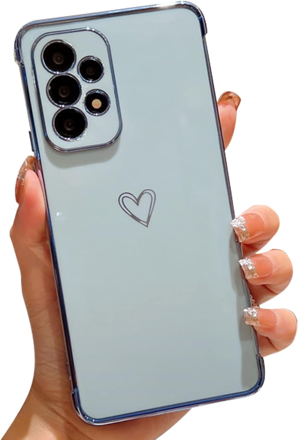 Designed for Samsung Galaxy A53 5G Case, Electroplating Love Phone Case,Full Camera Protection & Raised Reinforced Corners Shockproof Soft TPU Case -Candy Blue