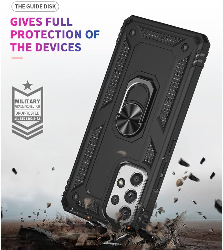 For Samsung A53 5G Case, Galaxy A53 5G Case with HD Screen Protector, [Military Grade 16Ft. Drop Tested] Ring Shockproof Protective Phone Case for Samsung Galaxy A53 5G,Black