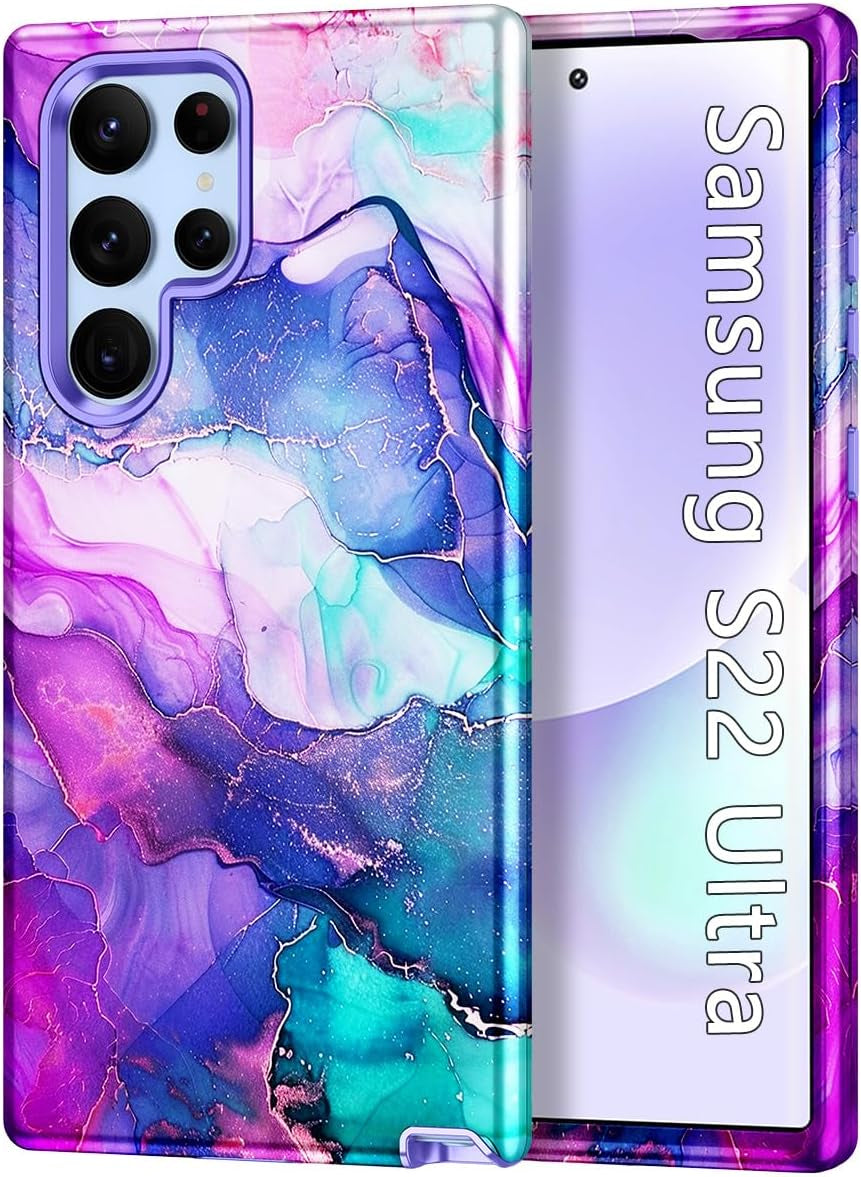 Btscase for Samsung Galaxy S22 plus Case, [Military Grade Drop Tested] Marble Pattern Design Slim Rugged Shockproof Women Girls Men Protective Anti-Scratch Cover for Galaxy S22 plus 5G, Cobalt Blue