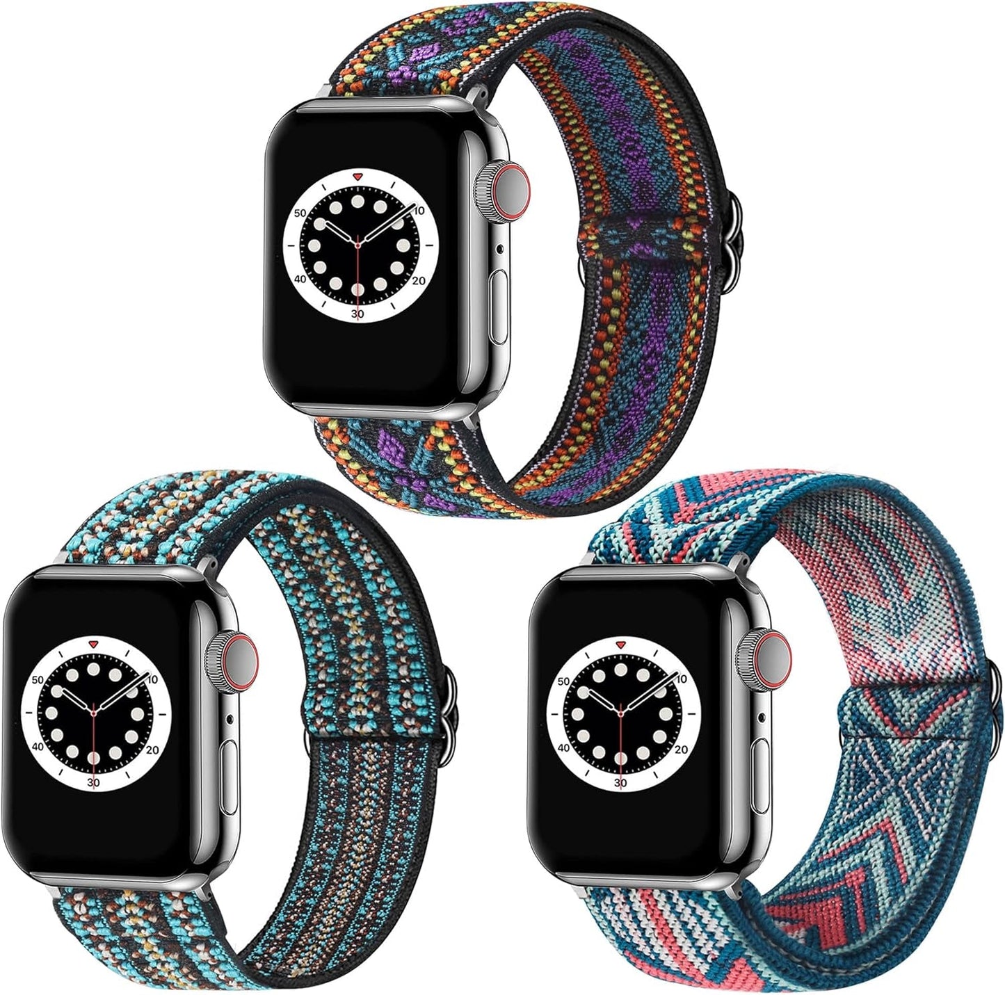 Dsytom 3 Pack Elastic Band Compatible with Apple Watch Bands 38Mm 41Mm 40Mm 42Mm 44Mm 45Mm 49Mm, Adjustable Stretchy Nylon Bands for Iwatch Series 9 Ultra 2 8/7/6/5/4/3/2/1 SE Strap for Women