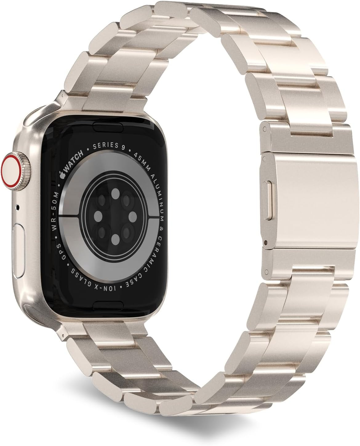 Finestone Metal Band for Apple Watch - No Tool Needed Apple Watch Stainless Steel Band Compatible with Apple Watch 41Mm 40Mm 38Mm - Magnetic Clasp Strap for Iwatch Series 9/8/7/6/5/4/3/2/1 SE Starlight