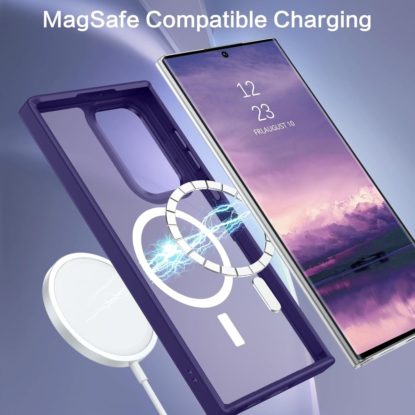 BENTOBEN for Samsung S22 Ultra Case, S22 Ultra Magnetic Case [Compatible with Magsafe] Translucent Matte Slim Shockproof Women Men Protective Case Cover for Samsung Galaxy S22 Ultra 6.8",Purple