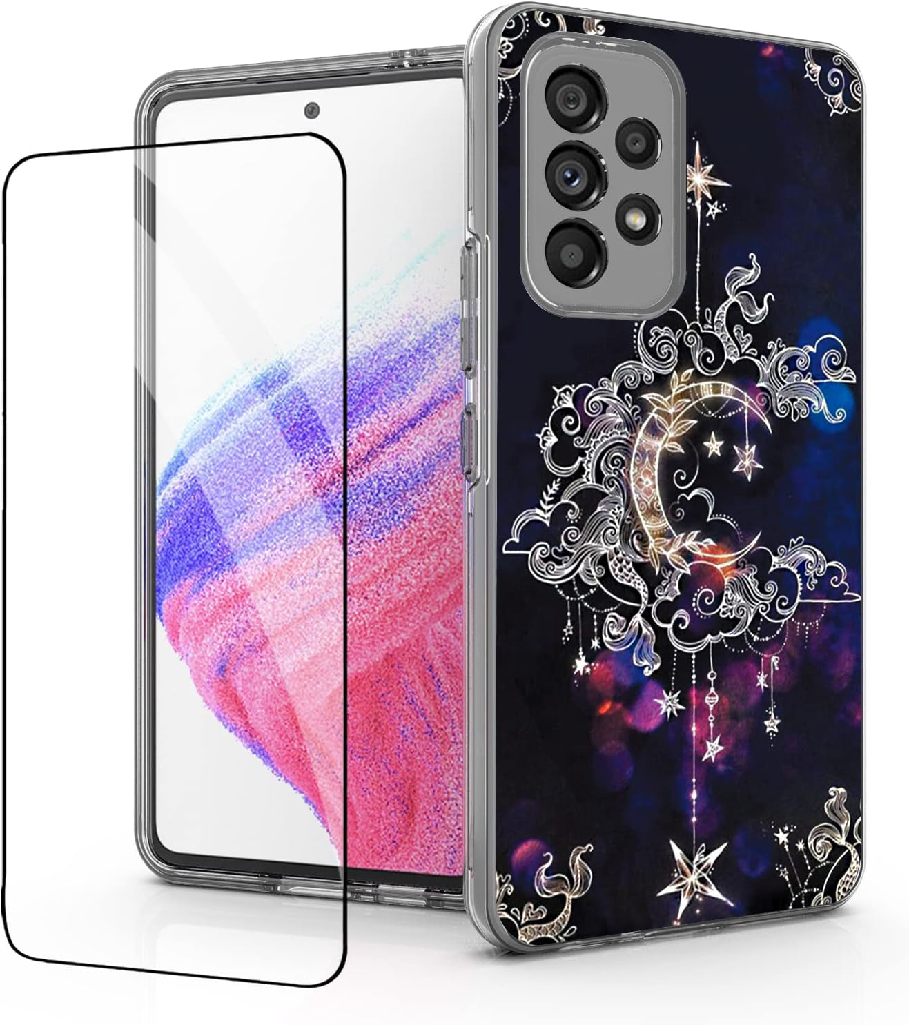 DDTKZC for Samsung Galaxy A53 5G Case,Tempered Glass Screen Protector, Shockproof Drop Protective 2 in 1 Hybrid Hard PC Soft TPU Case for Samsung Galaxy A53 5G (Wiccan)