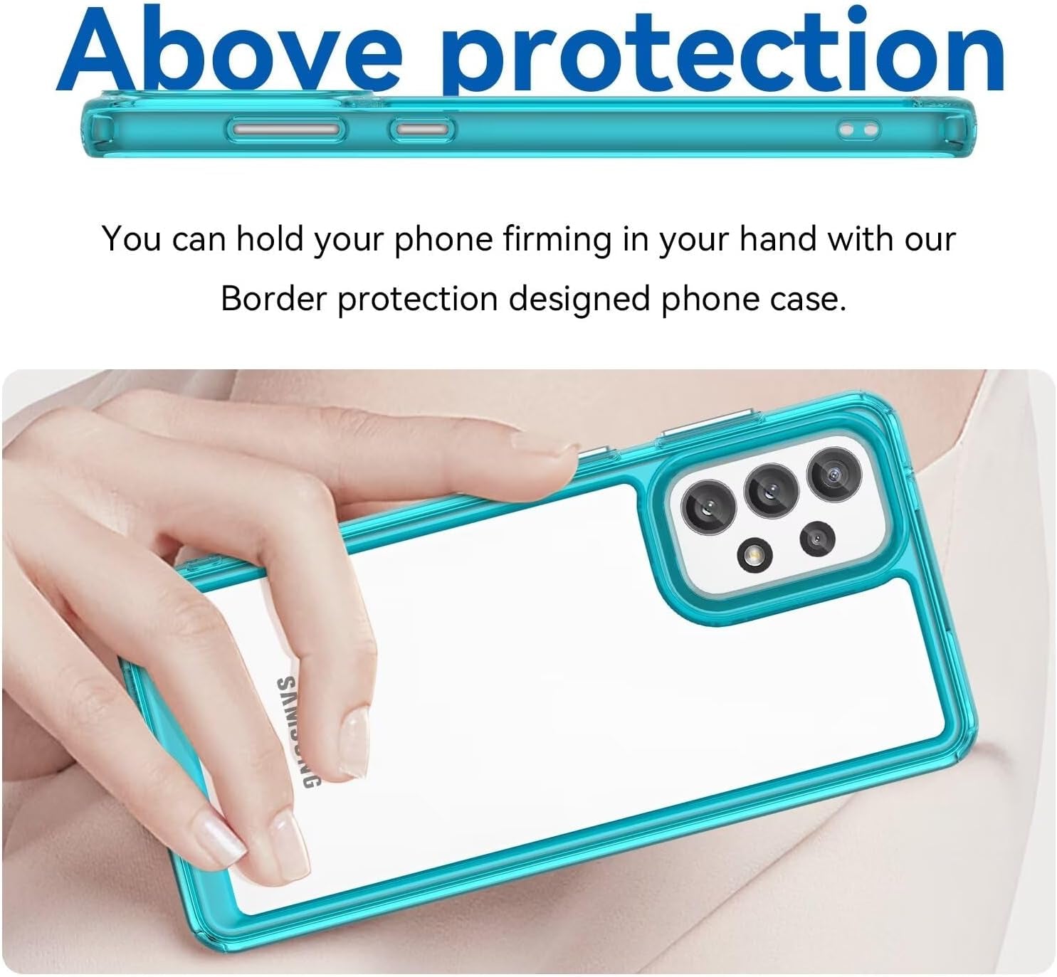 Case for Galaxy A53 5G Case/Samsung A53 SM-A536U Case with Tempered Glass Screen Protector, Clear Hard PC Back & Soft TPU Bumper Protective Phone Cover for Samsung Galaxy A53 5G Crystal Blue