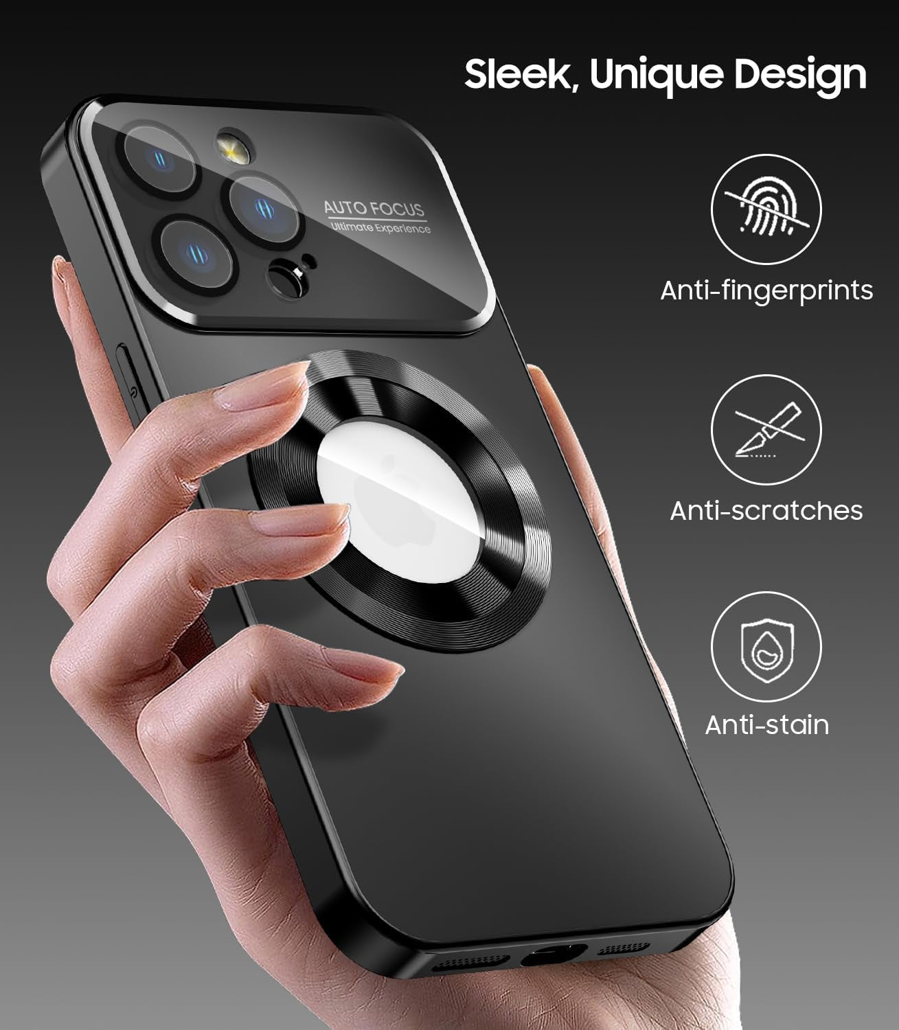 MAKAVO Magnetic for Iphone 15 Pro Max Case, Compatible with Magsafe, Built-In Camera Lens Protector, Logo View, Military Grade Drop Proof Phone Cover, Black  MAKAVO   