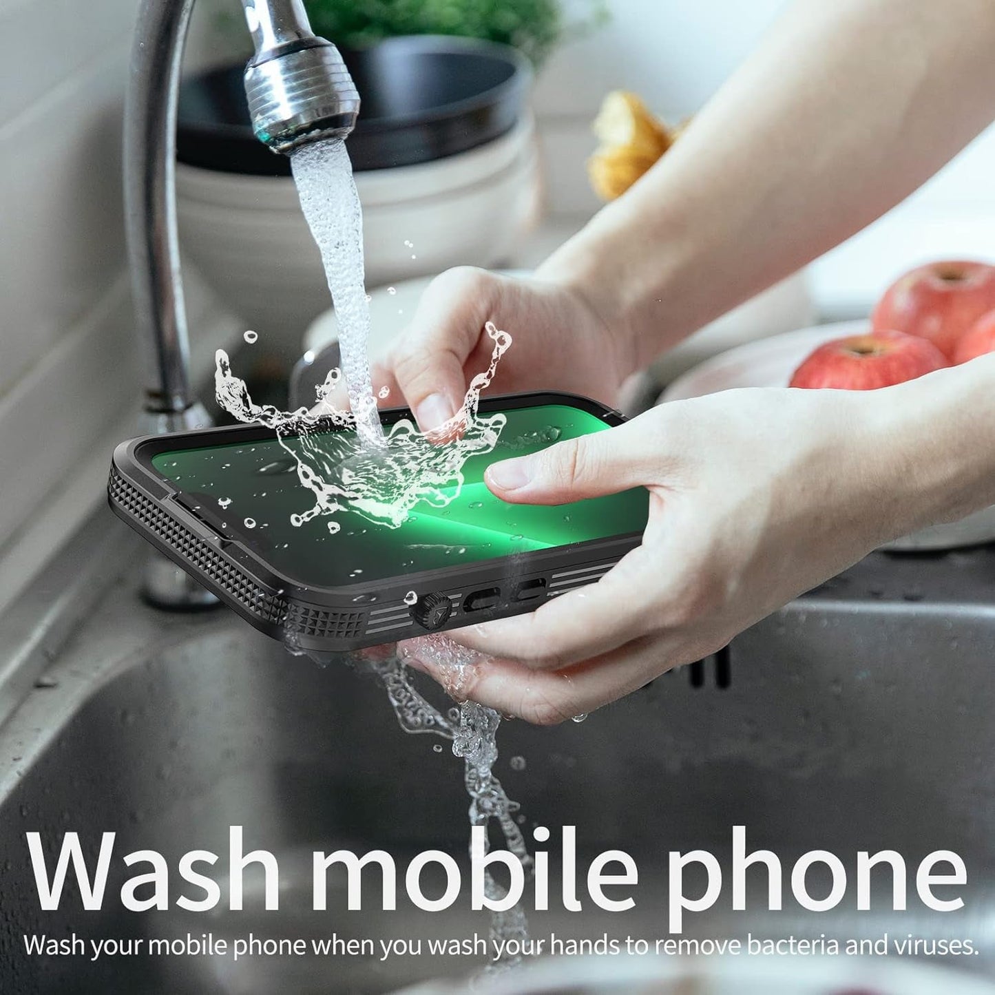 Ezanmull Iphone 14 Pro Waterproof Case, with Built-In Screen Protector Dustproof Shockproof Dropproof Case, Rugged Full Body Underwater Protective Cover for Iphone 14 Pro 6.1" - Clear/Black  Ezanmull   