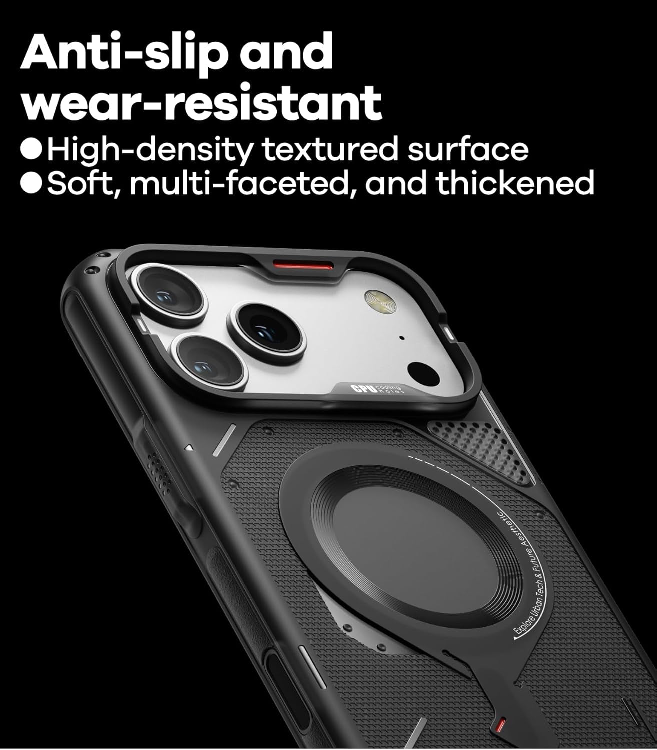 Aulumu A17 Rugged Case for Iphone 17 Pro Max | Magsafe Compatible | Integrated Drop Protection | Touch-Sensitive Buttons | Military-Grade Outdoor Design Black