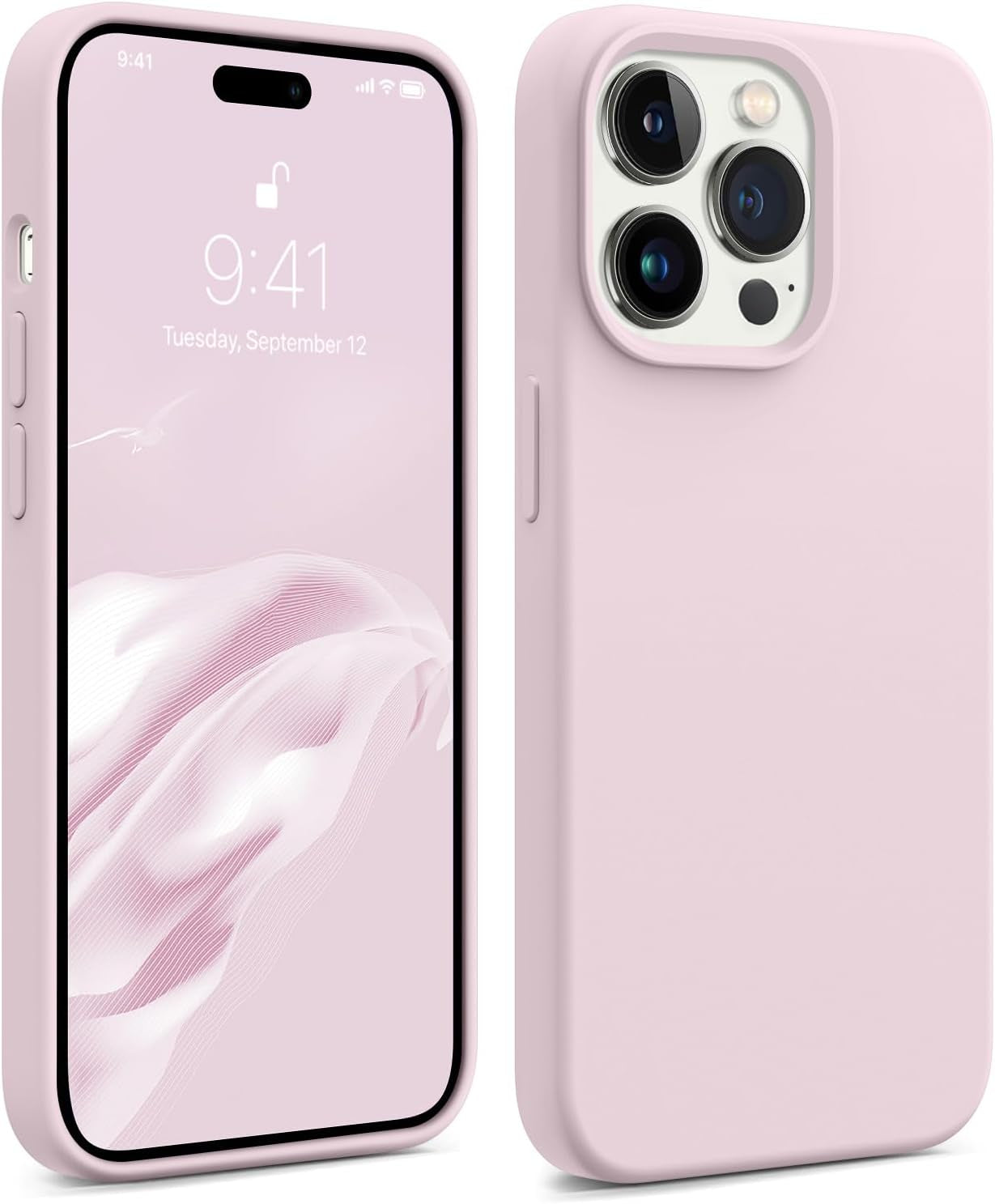 AOTESIER Compatible with Iphone 14 Pro Case, [Upgraded Liquid Silicone] [Soft Anti-Scratch Microfiber Lining] Shockproof Full Body Protective Phone Case for Iphone 14 Pro,6.1 Inch - Azure Blue  AOTESIER Ice Pink  