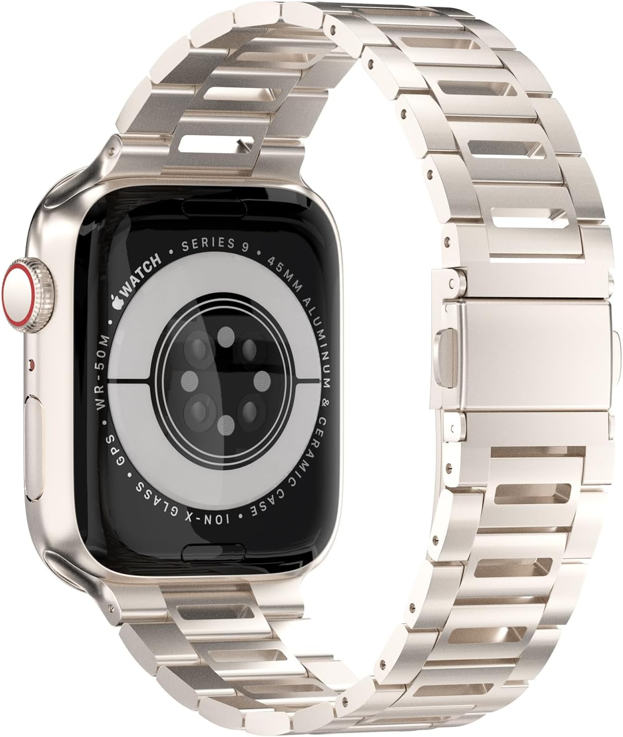 Finestone Metal Band for Apple Watch - Stainless Steel Apple Watch Band Compatible with Apple Watch 41Mm 40Mm 38Mm - Slim Hollow-Out Design Strap for Iwatch Series 9/8/7/6/5/4/3/2/1 SE Women Men Starlight