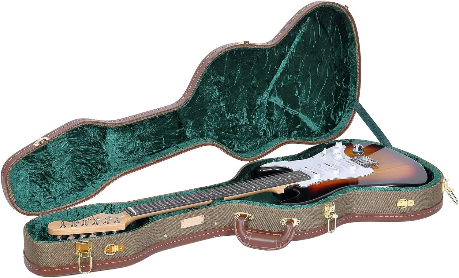 Crossrock Hard-Shell Wood Case for Les Paul Electric Guitars with Removable Shoulder Straps-Tweed(Crw700Ltw)  Crossrock Green St Electric 