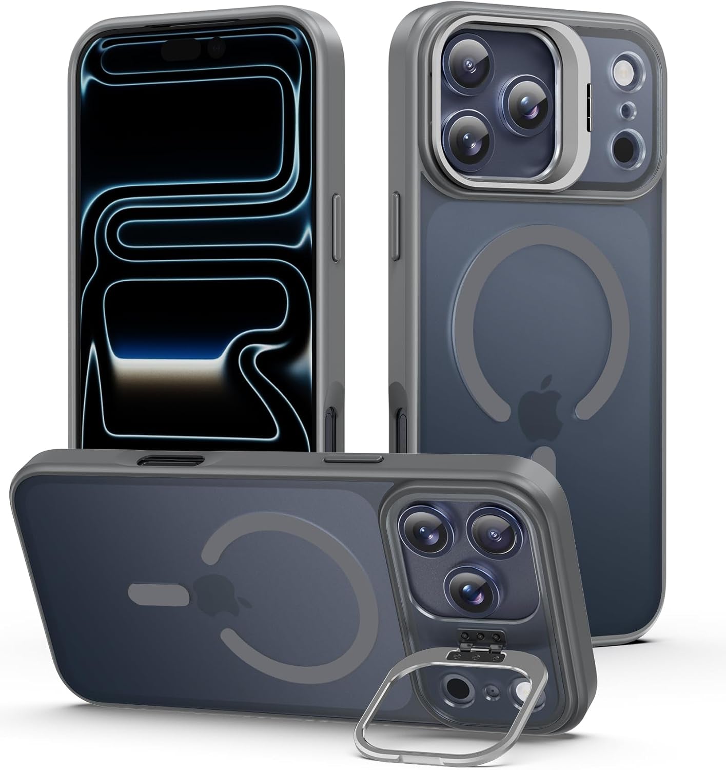 Magnetic for Iphone 17 Pro Max Case with Invisible Stand, Compatible with Magsafe, Military-Grade Drop Protection, Slim Translucent Matte Phone Cover, Black