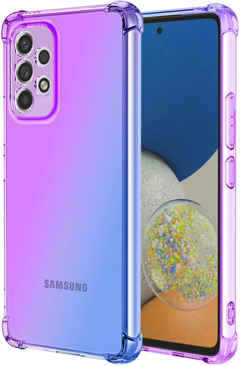 For Galaxy A53 5G Case, Samsung A53 5G Clear Cute Gradient Phone Case Slim anti Scratch Flexible TPU Cover Shockproof Protective Case for Samsung Galaxy A53 5G (Purple/Blue)