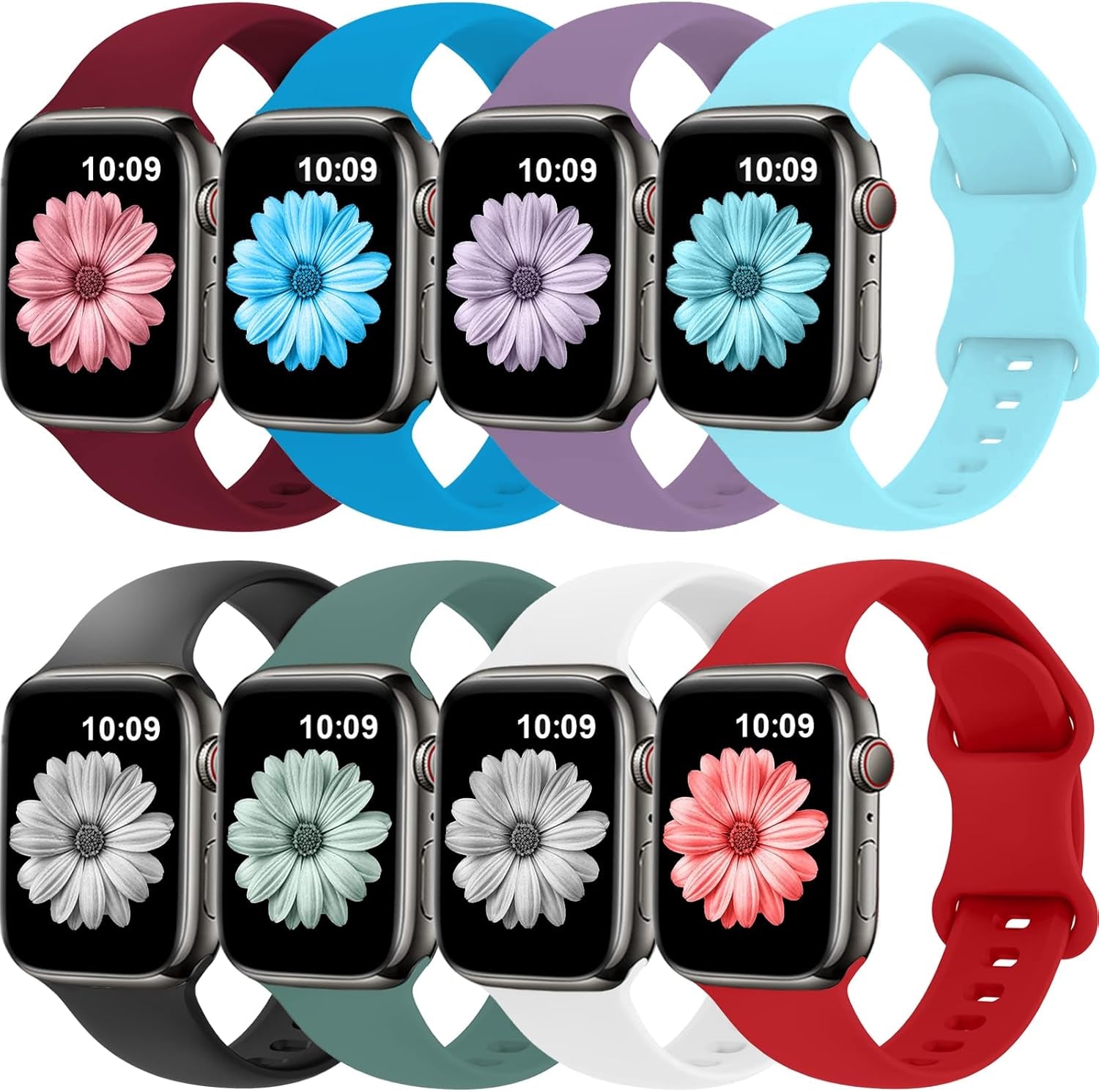 Bands Compatible with Apple Watch Band 38Mm 40Mm 41Mm 42Mm 44Mm 45Mm 49Mm for Women Men,Silicone Iwatch Bands Replacement Strap Wristbands for Iwatch Series 9 8 7 6 5 4 3 2 1 SE Ultra.