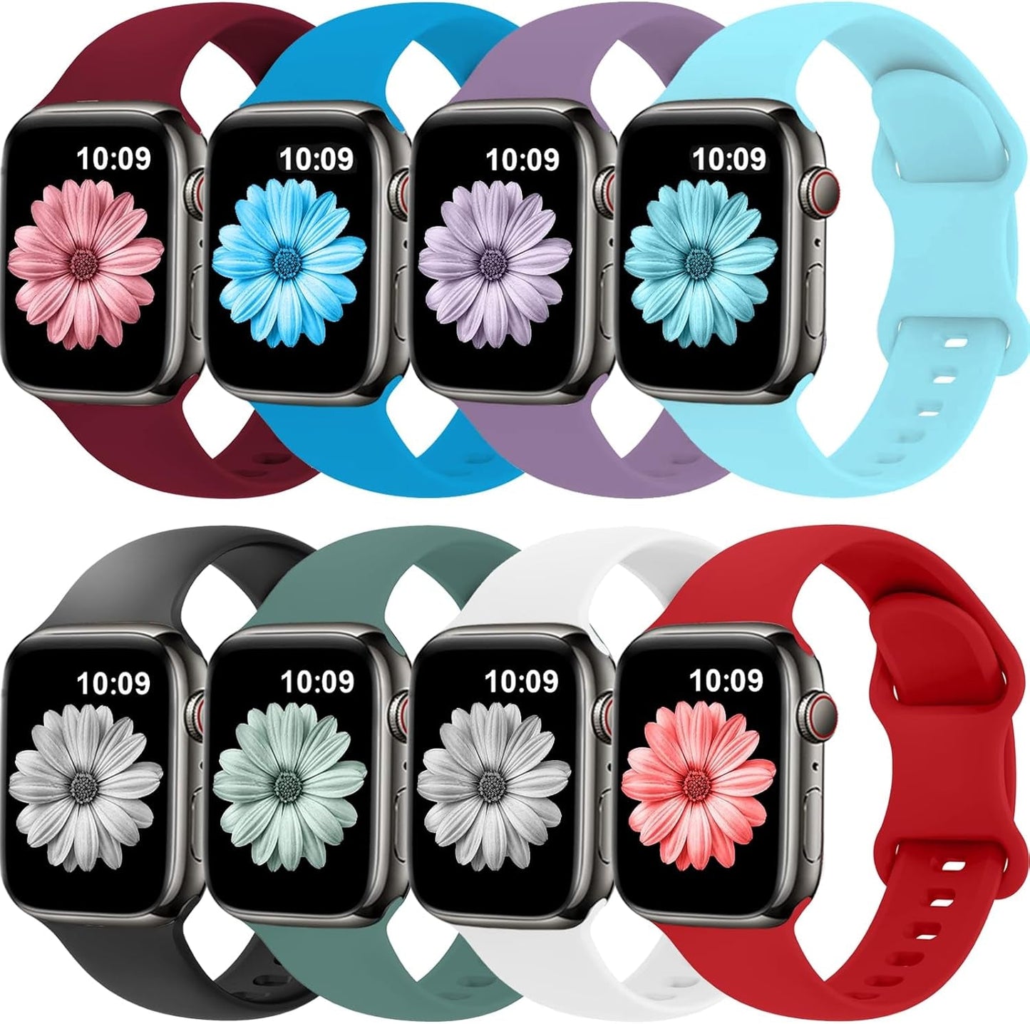 Bands Compatible with Apple Watch Band 38Mm 40Mm 41Mm 42Mm 44Mm 45Mm 49Mm for Women Men,Silicone Iwatch Bands Replacement Strap Wristbands for Iwatch Series 9 8 7 6 5 4 3 2 1 SE Ultra.