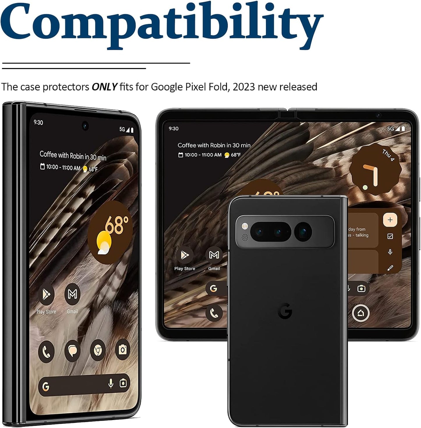 Miimall Compatible for Google Pixel Fold Case, PC + PU Carbon Fiber Pattern [Ultra-Thin Lightweight] [Anti-Fingerprint Heat Dissipation] Anti-Scratch Protector Bumper Case for Pixel Fold, 5G(Black)  Miimall   