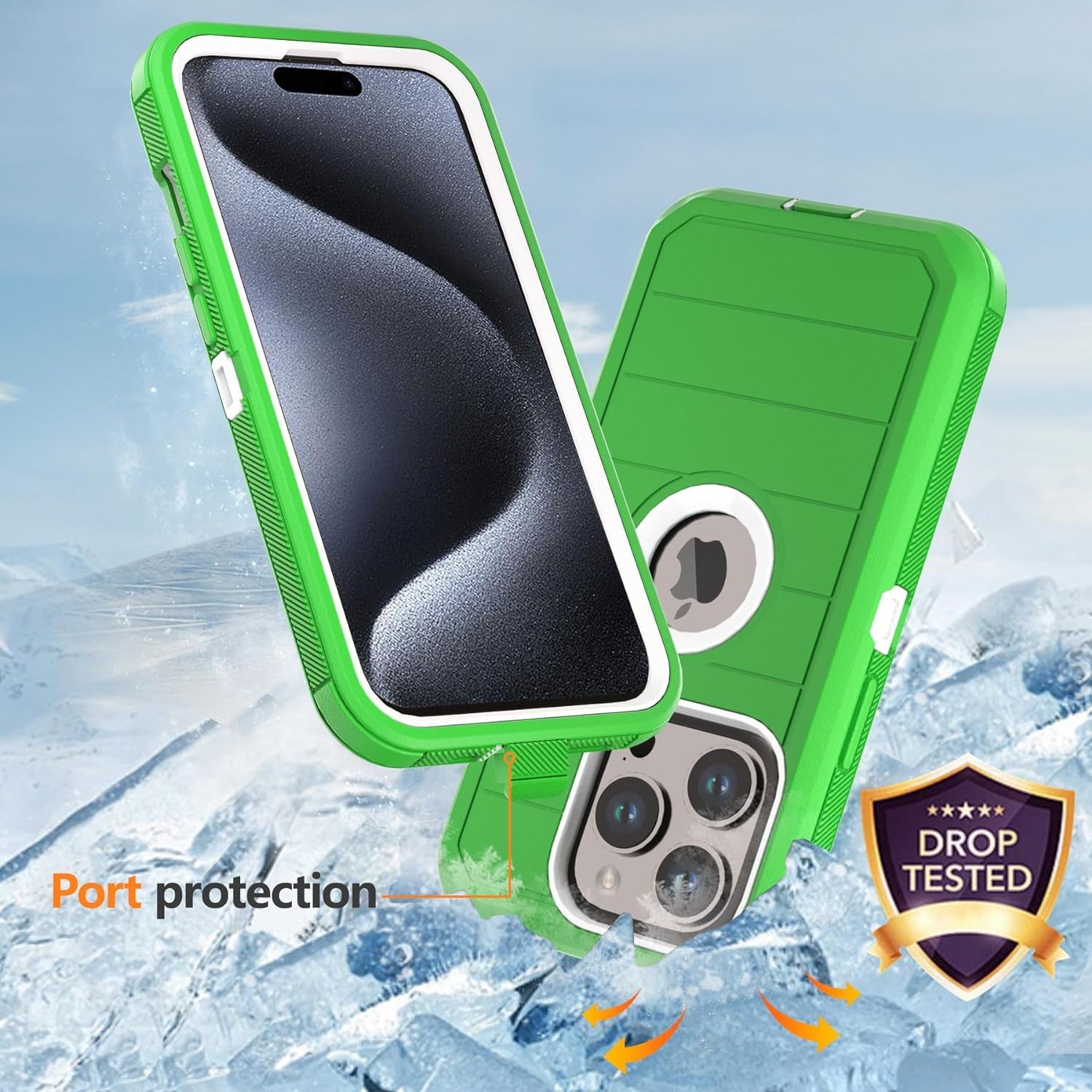 NIFFPD for Apple Iphone 15 Pro Max Case with Belt Clip & Kickstand, Full-Body Protection Multi Layers Rugged Case with Belt Holster for Apple Iphone 15 Pro Max 6.7 Inch 2023(Green+White)  NIFFPD   