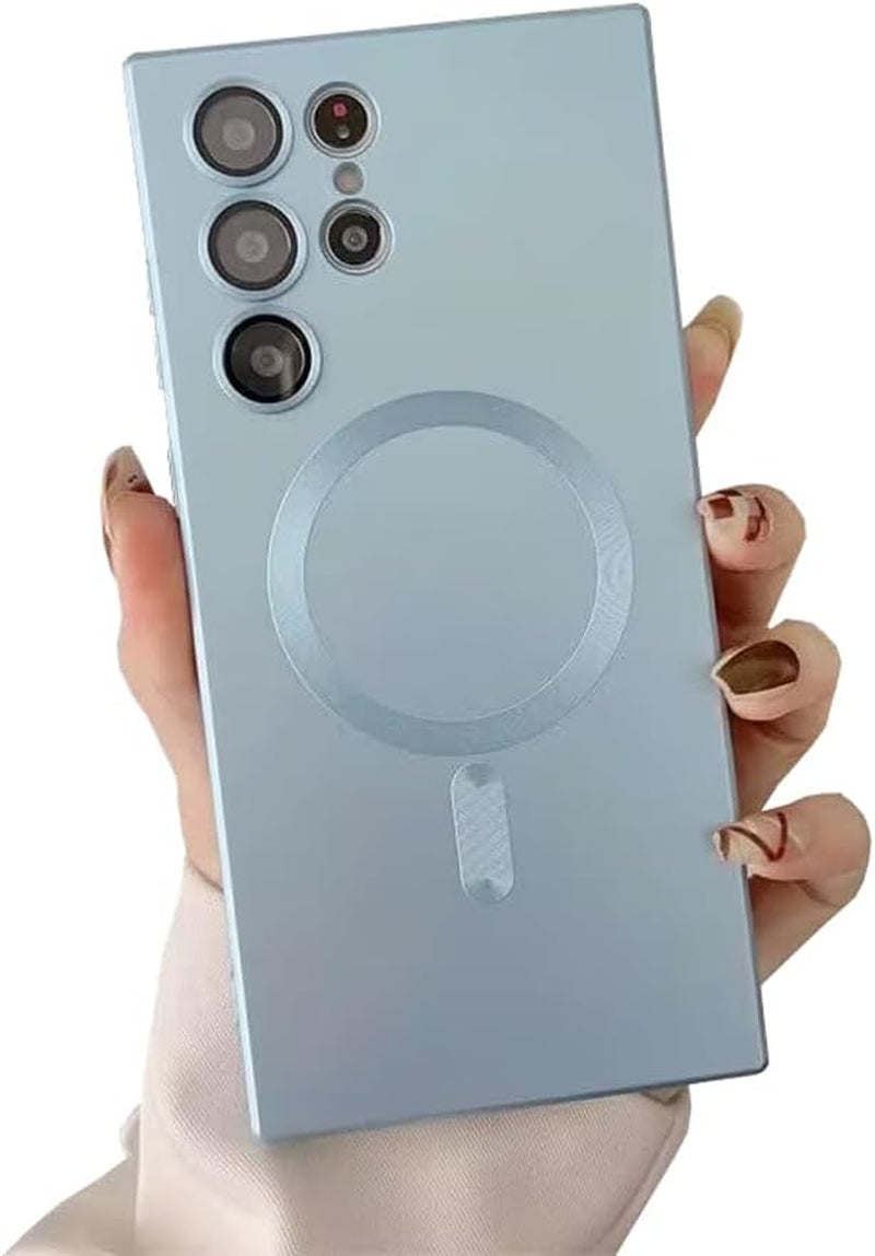 Galaxy S22 Ultra Case Magnetic [Support Magsafe Charger] Wireless Anti-Scratch Shockproof Full Camera Protection Slim Thin Silicon Phone Cover Case for Samsung Galaxy S22 Ultra 6.8"-Rose Gold