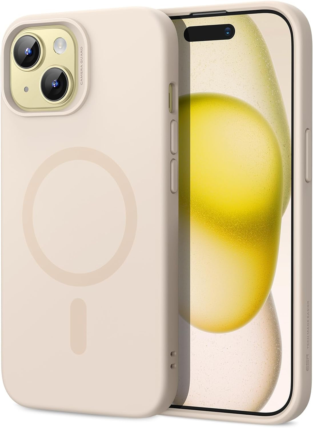 ESR for Iphone 14 Case/Iphone 13 Case, Compatible with Magsafe, Shockproof Military-Grade Protection, Air-Guard Corners, Magnetic Phone Case for Iphone 14/13, Air Armor Magnetic Case (Halolock),Black  Electronic Silk Road Corp Light Tan Iphone 15 