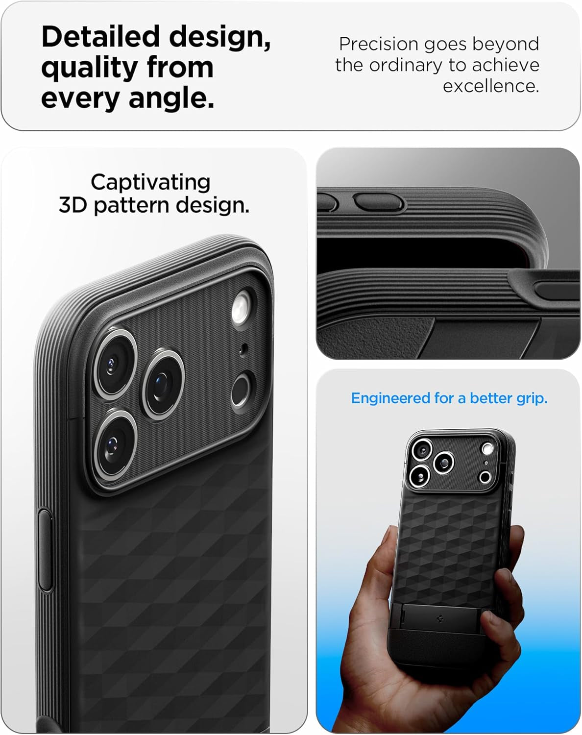 Spigen for Iphone 17 Pro Max Case, Parallax S Magfit [TPU Covered Camera Control] [Kickstand] [Compatible with Magsafe] - Matte Black